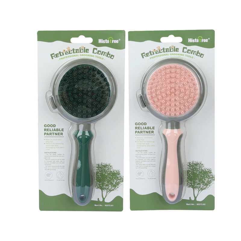 Self-cleaning slicker brush for dogs and cats