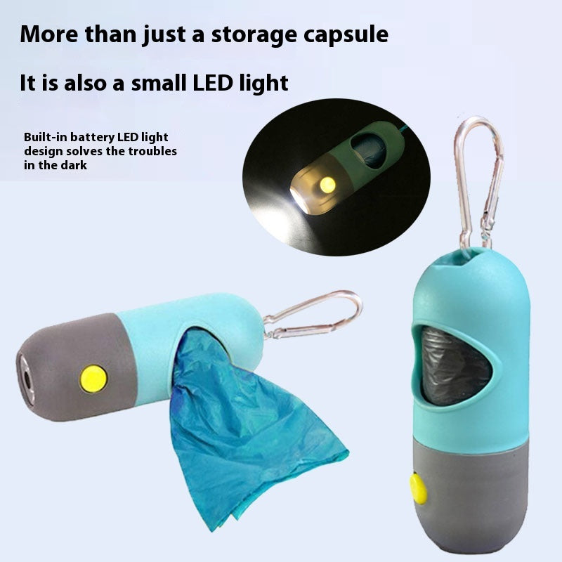 LED poop bag dispenser for night walks